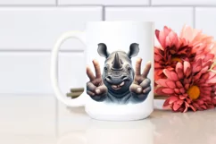 Detailed Rhino Portrait Smiling Victory | Clipart Product Image 2