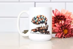 Vintage Rusted Train Watercolor PNG Product Image 2