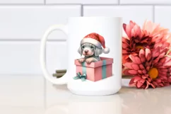 cute Watercolor Weimaraner with Santa Hat and Gift Box Product Image 2
