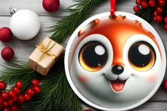 Christmas Fox Round Ornament Sublimation PNG Product Image 2