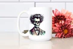 Retro Skull with Hair PNG Product Image 2