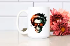 Retro Skull with Hair PNG Product Image 2