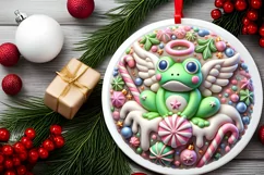 Round Christmas Ornament Sublimation|Clipart Product Image 1