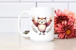 Whimsical Owl Victory Hands Clipart Product Image 2