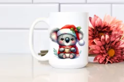 cute Watercolor Koala with Santa Hat and Tea Cup Product Image 2