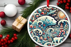 Round Christmas Ornament Sublimation|Clipart Product Image 1