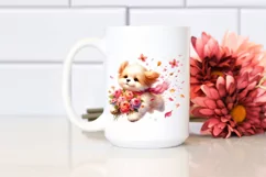Cute Dog Tumbling with Petals | Sublimation | Clipart Product Image 2