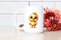 Funny Baby Chick Standing | Watercolor Clipart Product Image 2