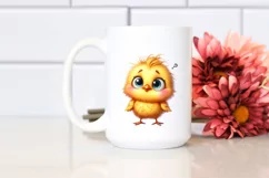 Funny Baby Chick Standing | Watercolor Clipart Product Image 2