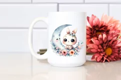 Cute Smiling Moon Flowers | Sublimation Clipart Product Image 2