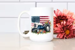 Watercolor Tractor with USA Flag | Sublimation Clipart Product Image 2