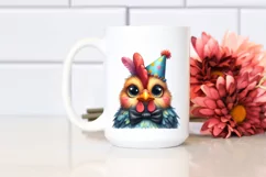 Funny Chicken Portrait with Party Hat PNG Product Image 2
