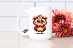 Funny Owl Standing Big Eyes Clipart Product Image 2