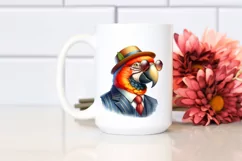 Vibrant Parrot Portrait Suit Retro Clipart Product Image 2