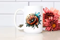 Wooden Small Stained Poppy Round Watercolor Splash Product Image 2