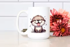 Funny Otter Smiling in the Wind | Humor Clipart Product Image 2