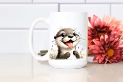 Funny Otter Smiling in the Wind | Humor Clipart Product Image 2