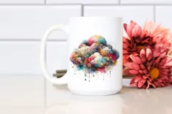 Colorful Watercolor Cloud with Foil | Sublimation Clipart Product Image 2