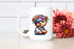 Funny Bear Posing with Floral Wreath PNG Product Image 2