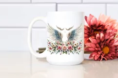 Watercolor Angel Wings with Flowers | Sublimation Clipart Product Image 2