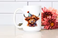 Highland Cow Party Hat Sublimation Clipart Product Image 2
