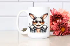 Cute Rabbit Portrait Doing Rocker Sign | Watercolor Clipart Product Image 2