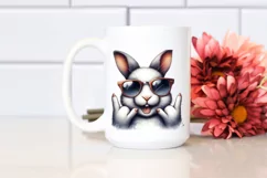 Cute Rabbit Portrait Doing Rocker Sign | Watercolor Clipart Product Image 2