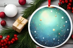 Watercolor Christmas Twinkle Round Sticker PNG Product Image 2