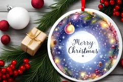 Watercolor Christmas Twinkle Round Sticker PNG Product Image 2