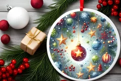 Watercolor Christmas Twinkle Round Sticker PNG Product Image 2