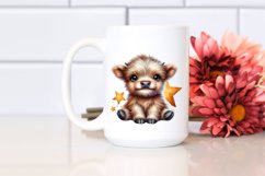 Cute Watercolor Small Baby Highland Cow | Clipart Product Image 2
