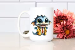 Watercolor Baby Dragon Dressed with Funny Big Teeth Product Image 2