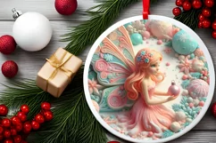 Pastel Winter Christmas 3D Fairy Ornament Sublimation PNG Product Image 2