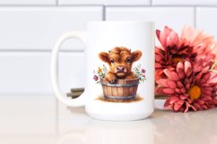 Cute Baby Highland Cow with Flowers PNG Product Image 2