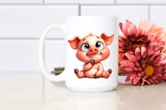 Funny Baby Pig Sitting Clipart Product Image 2