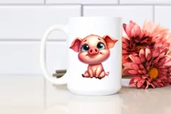 Funny Baby Pig Sitting Clipart Product Image 2