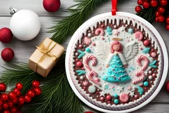 Round Christmas Ornament Sublimation|Clipart Product Image 1