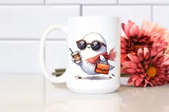 Retro Cute Ghost with Sunglasses and Purse, PNG Product Image 2