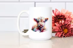 Highland Cow with Abstract Background, PNG Product Image 2