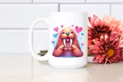 Whimsical Walrus Doing Love Sign | Watercolor Clipart Product Image 2