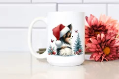 Watercolor Papillon with Santa Hat, Transparent PNG Product Image 2