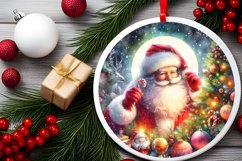 Watercolor Christmas Santa Round Ornament PNG Product Image 2