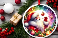 Watercolor Christmas Santa Round Ornament PNG Product Image 2