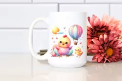 Cute Baby Chicken with Hot Air Balloon Clipart Product Image 2