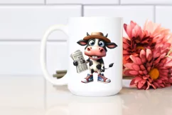 Colorful Watercolor Cow with Hat | Sublimation | Clipart Product Image 2