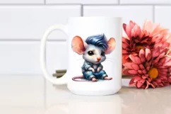 Cute Baby Mouse with Cool Haircut Running PNG Product Image 2