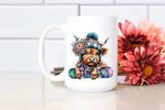 Highland Cow with Snowboard, PNG Product Image 2