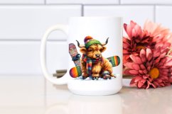 Colorful Highland Cow Snowboard PNG Product Image 2