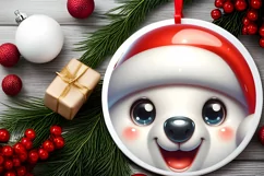 Polar Bear Smiling Round Ornament Sublimation PNG Product Image 2
