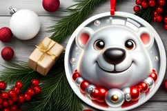 Polar Bear Smiling Round Ornament Sublimation PNG Product Image 2
